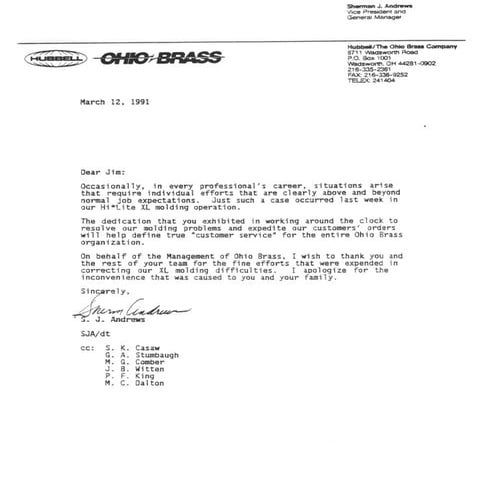 Ohio brass Jim Burns letter of accommodation | PDF