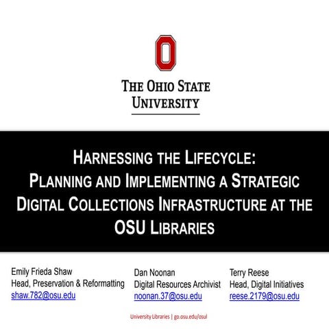 Harnessing the Lifecycle: Planning and Implementing a Strategic Digital Coll...