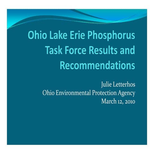 Lake Erie Phosphorus Task Force Results