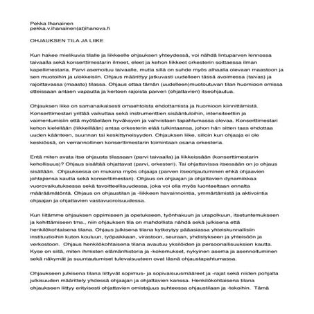 Ohjauksen tila ja liike. 