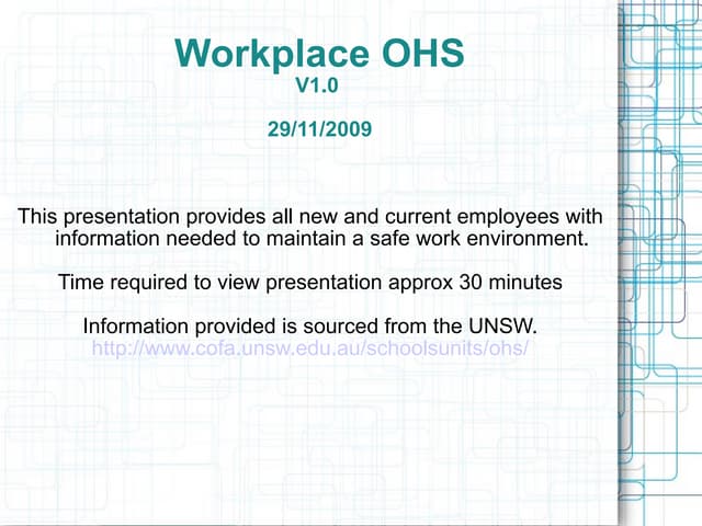 CUF30107 Mod AA2 OHS Presentation