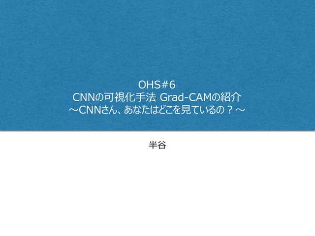 CNNの可視化手法Grad-CAMの紹介～CNNさん、あなたはどこを見ているの？～ | OHS勉強会#6