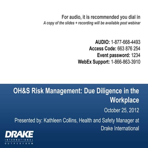 OH&S Risk Management: Due Diligence in the Workplace