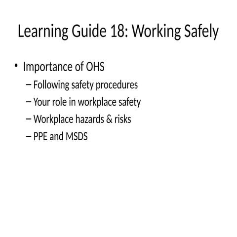 HSE Operating Procedures/Guidelines for a Safe Workplace | PDF
