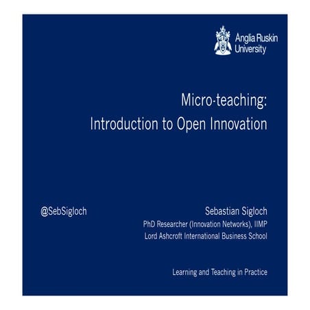 Micro-teaching: Introduction to Open Innovation