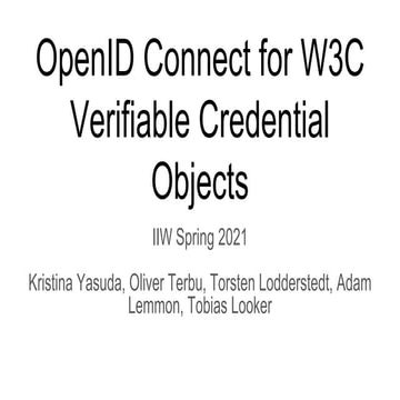 OpenID Connect for W3C Verifiable Credential Objects