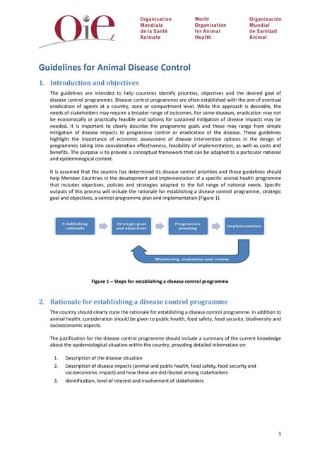 Oie Guidelines For Animal Disease Control