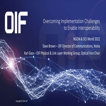 OIF Workshop at NGON & DCI World 2022
