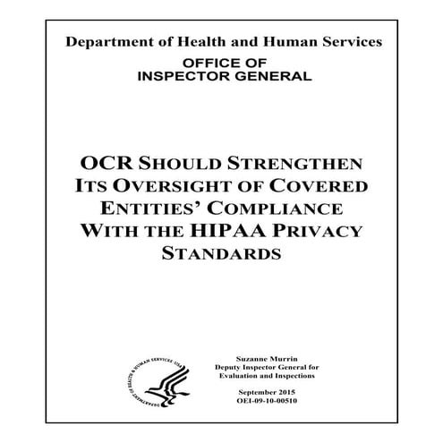 Office of Inspector General Study on OCR's HIPAA audit program
