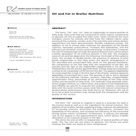 Oil and fat in broiler nutrition