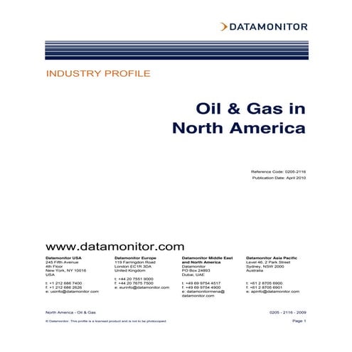 Oil and gas in nth america industry profile