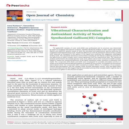Vibrational Characterization and Antioxidant Activity of Newly Synthesized Ga...