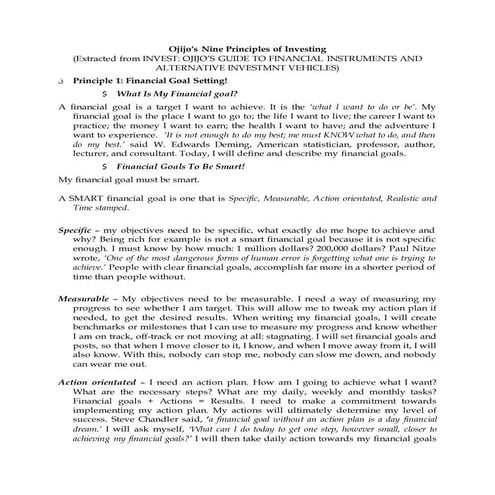 Ojijo 9 principles of investing -ojijo pascal
