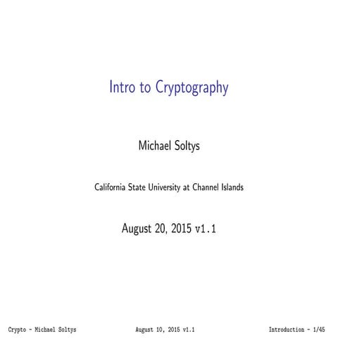 Intro to Cryptography | PPT