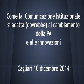 La comunicazione Istituzionale ai tempi dei social network