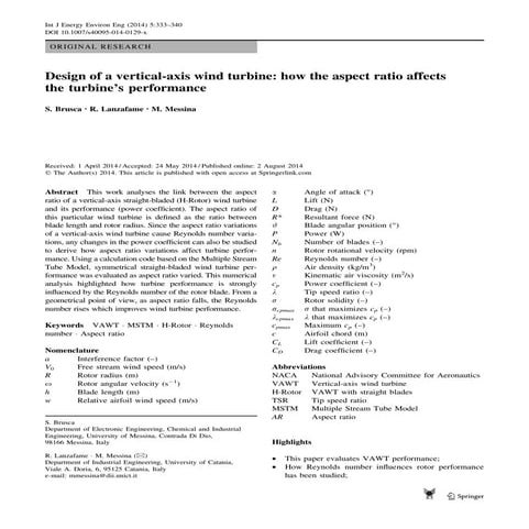 Design of a vertical axis wind turbine how the aspect ratio affects