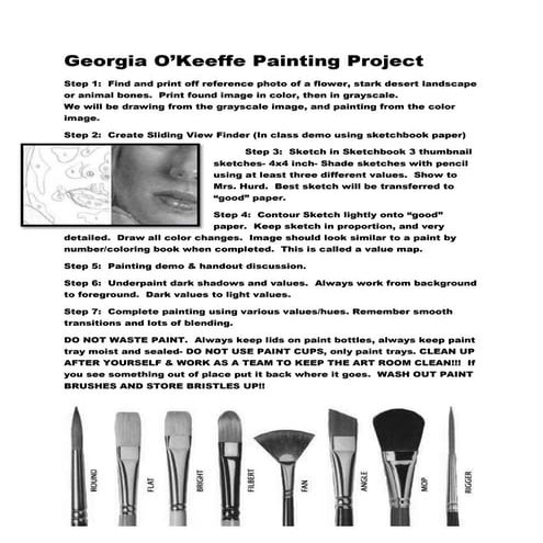 O'keeffe painting project s heet