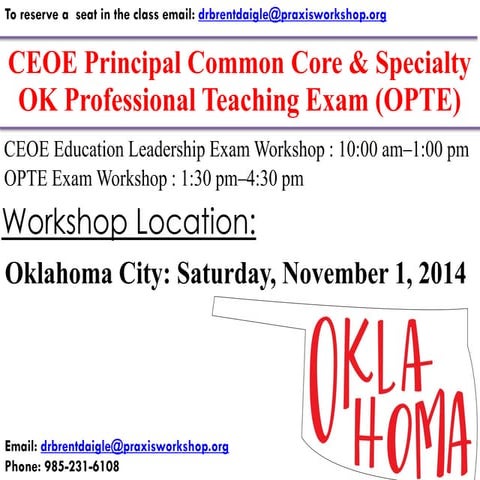 CEOE SCHOOL PRINCIPAL AND OPTE EXAM WORKSHOP