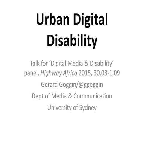 'Urban Digital Disability'