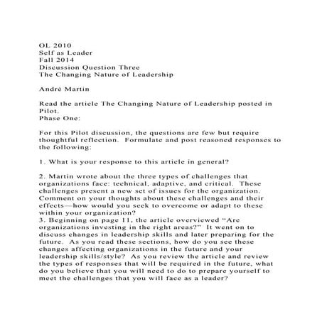OL 2010Self as LeaderFall 2014Discussion Question ThreeThe.docx