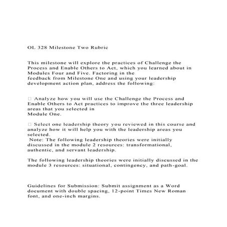 OL 328 Milestone Two Rubric  This milestone will explo.docx