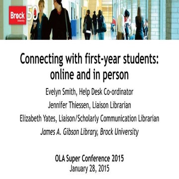 Connecting with first-year students: Online and in-person