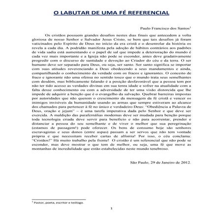 O labutar de uma fé referencial