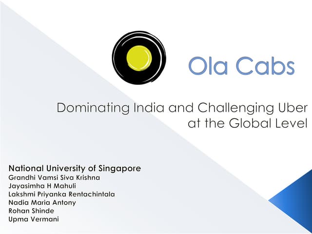 Ola Cabs: Dominating India and Challenging Uber at Global Level
