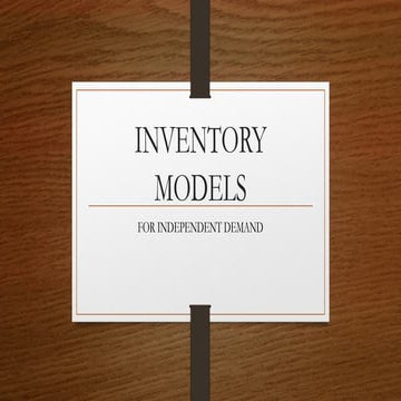 Inventory models