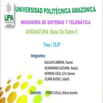 OLAP - Procesamiento Analítico en Línea.