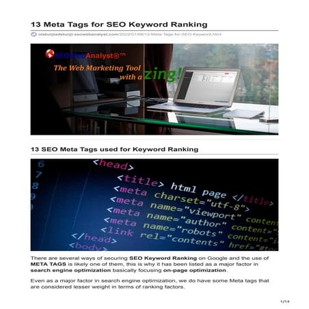 13 meta tags for seo keyword ranking