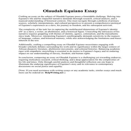 Olaudah Equiano Essay