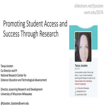 A Workshop: Promoting Student Access and Success Through Research