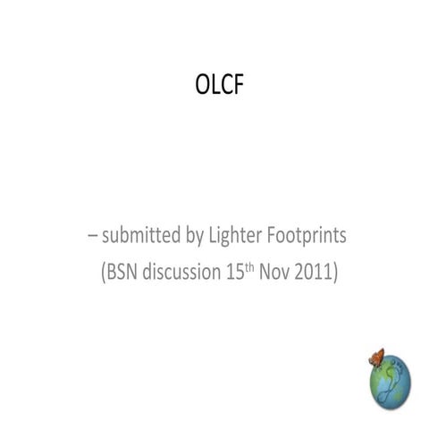 LIghter Footprints proposals for Our Low Carbon Future 15 Nov 2011