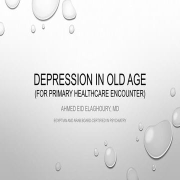 Depression in old age: primary care setting