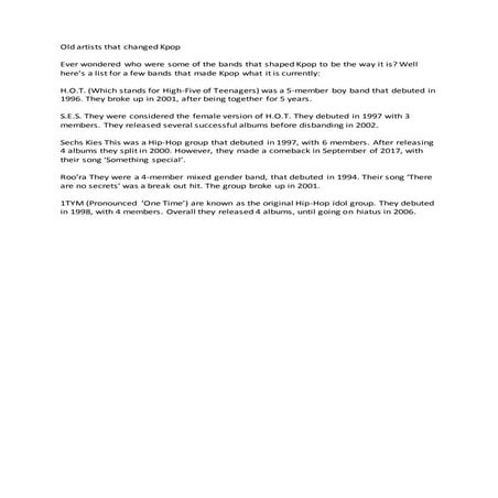 Old artists that changed kpop