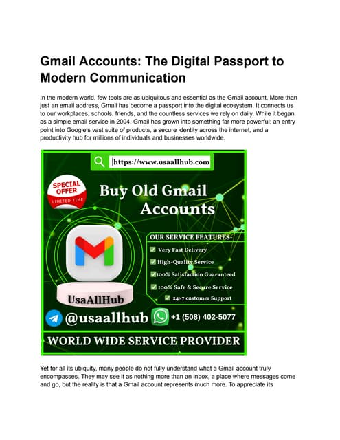 Looking to buy old Gmail accounts that are verified, secure, and ready for in...