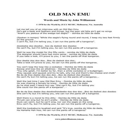 Old man emu lyrics
