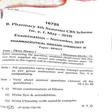 B.Pharm.4th sem old question papers 