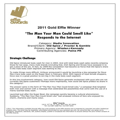 Case Study: Old Spice for Effie Awards