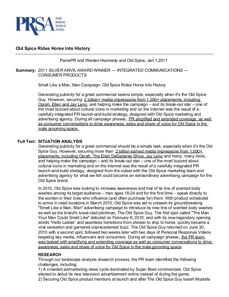 Case Study Old Spice For Prsa