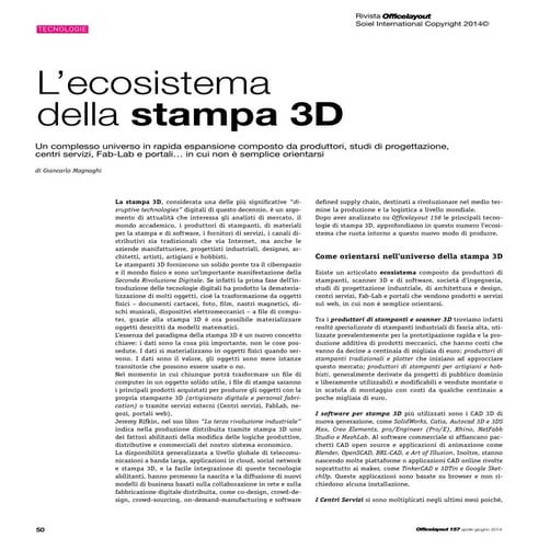 L'ecosistema della stampa 3D