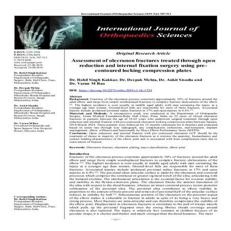 Elbow Joint - Olecranon fracture