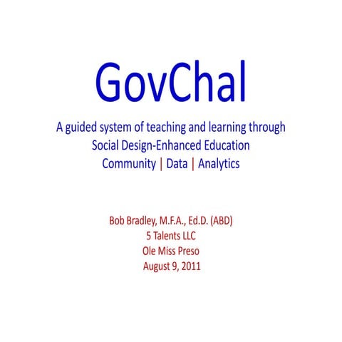 GovChal: Integrating entrepreneurship in education, K-16