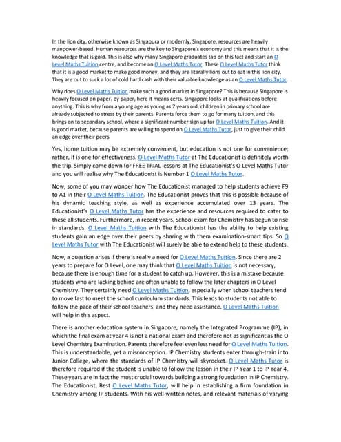 O level maths tuition expert in singapore | PDF