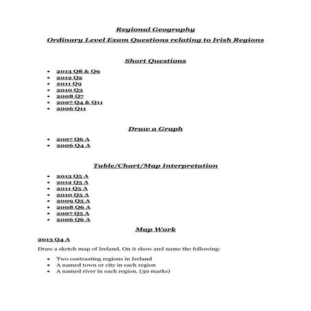 Core Unit 2: Leaving Certificate Gegraphy (Ordinary Level)