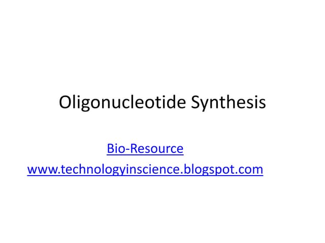 Oligonucleotide synthesis - Problems and Challenges