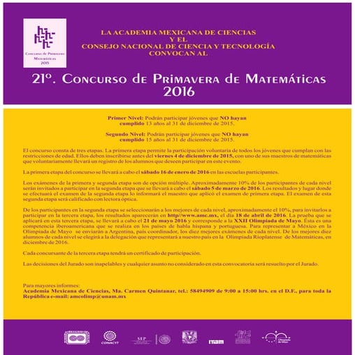 Olimpiada de las matemáticas 2016