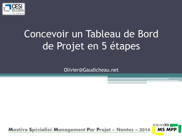 Concevoir un Tableau de Bord de Projet en 5 étapes