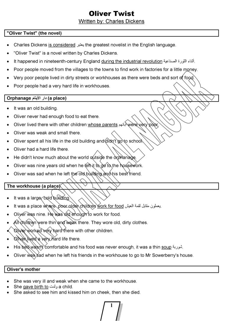 Oliver twist characters summary